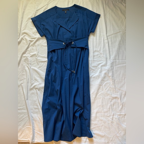 White House Black Market Royal Blue Peasant Midi Dress Size M - Picture 2 of 10